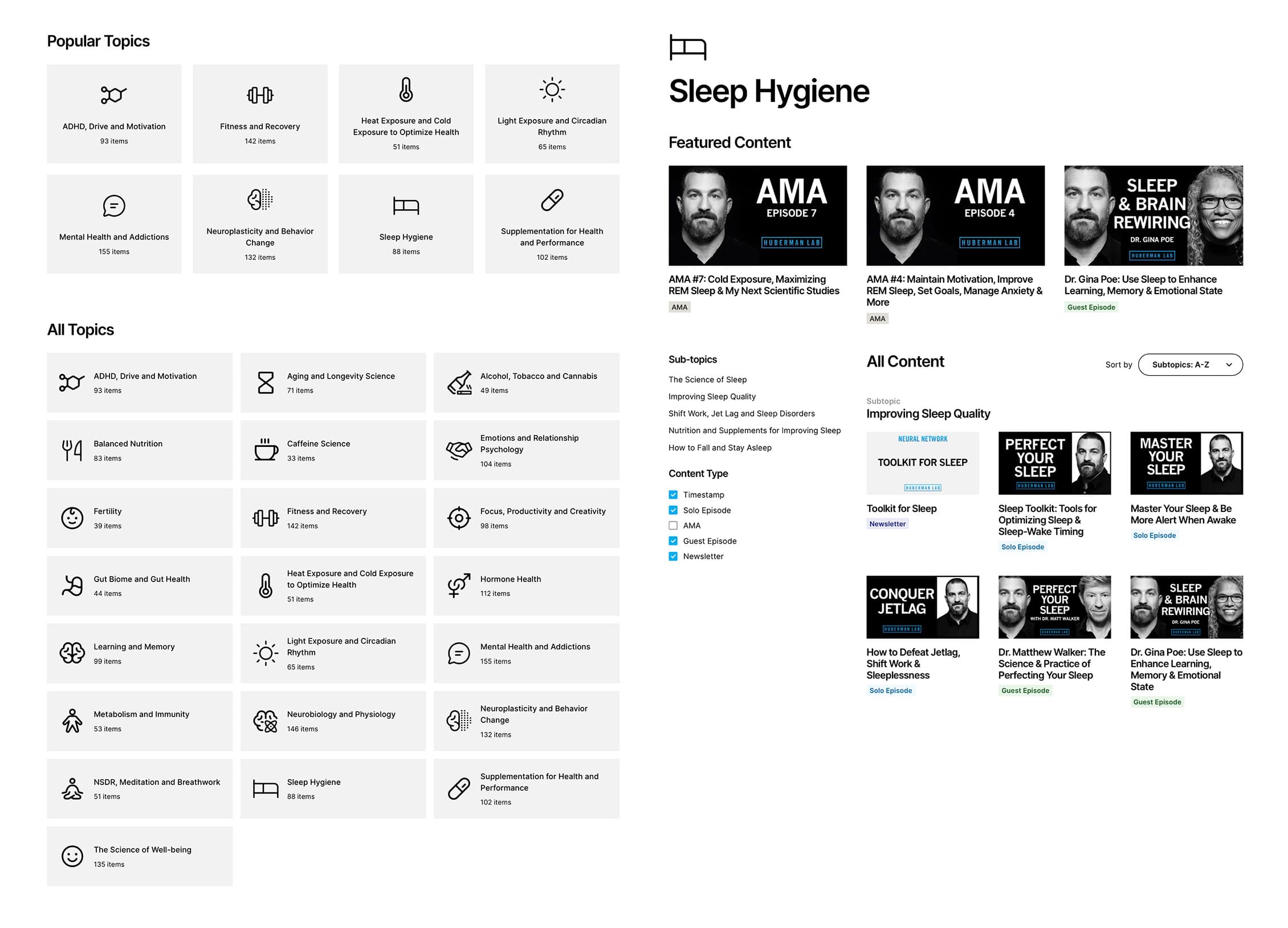 300+ hours of content organized into 22 Topics and 90+ Sub-topics, indexed and presented for easy search, browsing and discovery