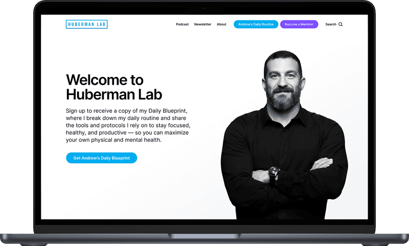 Huberman Lab website shown on desktop and mobile screens